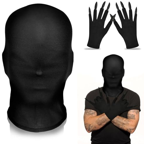 ZOSIGN Vollgesichtsmaske Halloween, Halloween Masken mit Handschuhe, Vollgesichtsmaske Kostüm, Unisex Gesichtslose Maske für Halloween Karneval Cosplay Party Kostüm