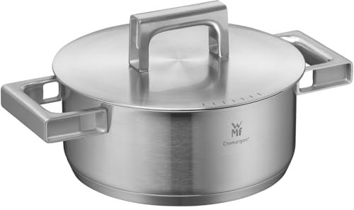 WMF Ultimate Cool - Olla Baja de 20 cm Con Tapa, Cacerola Pequeña de 3 L de Acero Inoxidable Cromargan Mate Apto para Inducción, Sin Revestimiento, Apta para Lavavajillas