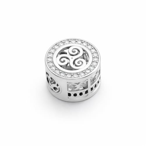 TALISMAN JEWELLERY Charm/Anhänger aus 925er-Sterlingsilber und weißem Zirkonia, für Schlangenketten, 9 mm, ohne Armband, Sterling-Silber Sterlingsilber 925 Zirkonia
