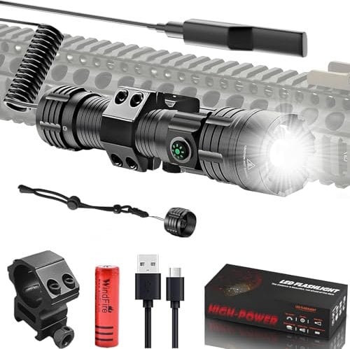 LUXJUMPER Torcia Tattica Ricaricabile a LED per Armi 2000 Lumen Super Luminosa 3 Modalità 250 Metri a Lunga Distanza Torce per Fucili Con Montaggio su Guida Picatinny, Pressostato a Distanza