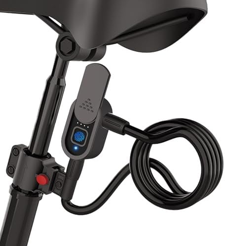 Dhiedas Fingerprint Bike Lock 1.5M Biometric Waterproof Bike Lock with App and Two Keys Suitable for Bicycles, Motorcycles, Scooters and Gates, Black