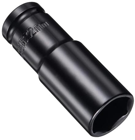 Juttzzei Deep Impact Socket - 1/2 Inch Drive by 22mm, Heat-Treated CR-V Steel Socket with 78mm Length, 6-Point Metric Sizes for Car & Home Repair