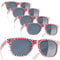 dressforfun retro Brille, Party Sonnenbrille, kariertes Gestell, für 90er Jahre Party, Oktoberfest, Ballermann Mottopartys, Fotobox Accessoires, Festival Gadget, JGA Zubehör - rot/weiß, 5er Set