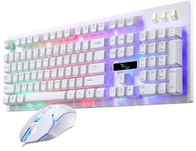 WATIIFUFU Usb Luminous Mechanical Keyboard and Mouse Set Durable Stylish Design for Enhanced Gaming Experience for Gamers and Computer Enthusiasts