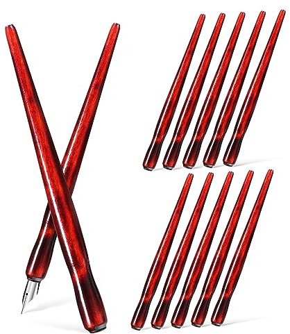IWOWHERO 12pcs Dip Pens Comic Dip Holders Wooden Pen Nib Holders Calligraphy Supplies Ink for Drawing Writing Artist Calligraphy Nibs