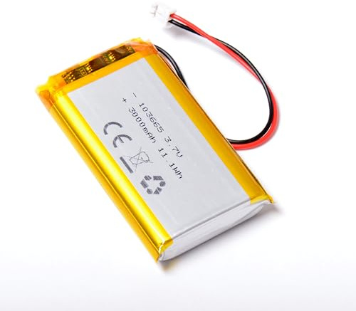 AFTERTECH 103665 3000 mAh 3 Ah 65 x 36 x 10 mm Celda polímero de Litio lipo 3,7 V 3,7 V Recargable con BMS y Conector JST PHR 02 M4E1