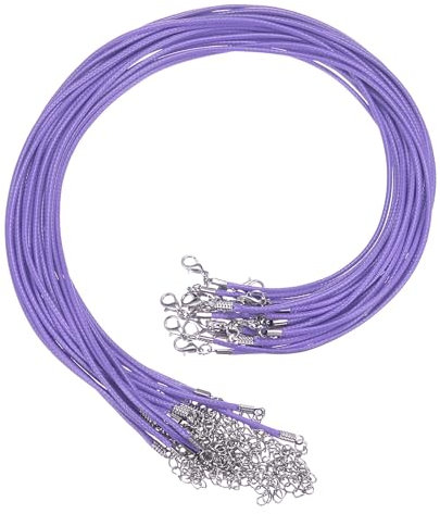 sourcing map 20Pcs Waxed Necklace Cord Bulk Light Purple 2mm Dia 18 Necklace String Rope with Chain Clasp for Pendants Bracelets Jewelry Making Supplies Accessories