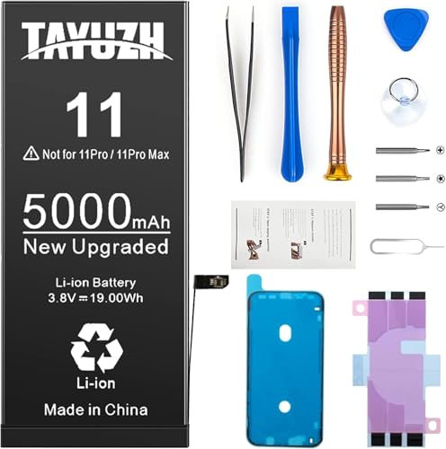 5000 mAh Battery for iPhone 11 Li-Polymer with High Capacity Battery Replacement Only for iPhone 11 (A2111, A2223, A2221) with Replacement Tools and Installation Instructions