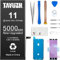 Batterie Li-polymère 5000 mAh pour iPhone 11 de haute capacité uniquement pour iPhone 11 (A2111, A2223, A2221) avec outil de rechange et instructions d'installation (français non garanti)
