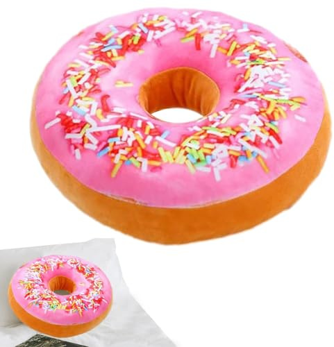Donut Kissen Plüsch – Runder Sofakissenbezug, Dekoratives Kuschelkissen Sitzkissen | Wurfsitzkissen Witziger Donutform Für Couch, Sessel, Gemütliche Wohnraumgestaltung, Kinderbereich, Geschenkidee