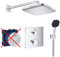 Grohe Duschsystem mit Unterputz Duscharmatur von Grohe Regendusche mit Armatur, Duschkopf eckig, Wandarm Dusch-SET GK03-ob poliert
