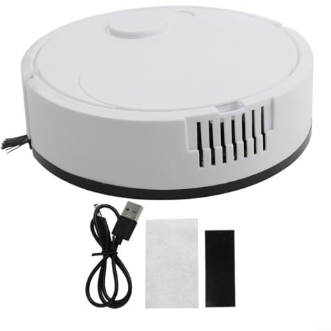 Robot aspirapolvere ultra sottile con mocio per peli di animali domestici, navigazione intelligente, ricaricabile, robotico per Hoover per tappeti pavimenti duri (bianco)