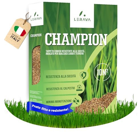 LERAVA® CHAMPION semillas cesped resistente - 30m² - semillas de cesped resistente a la sequía - semilla para césped - cesped semillas bajo consumo de agua - semilla cesped