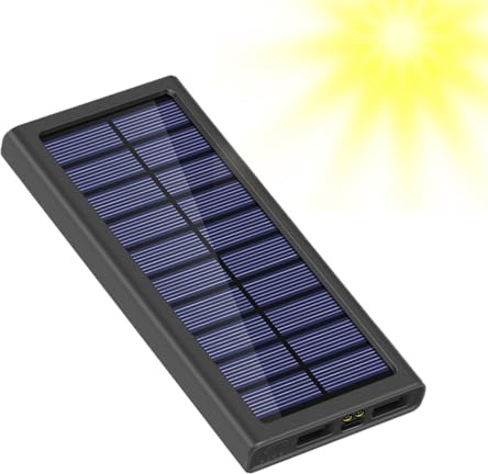 Liakyunf Power bank a pannello solare, batteria esterna, 10000 mAh, batteria esterna per viaggi, escursioni, sopravvivenza a casa