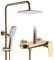 Doccia con doccia a pioggia, doccia set combo monte a parete set di rubinetti per doccia a manico singolo set combo doccia con doccia portano a 2 modalità, beccuccio di vasca a cascata, oro