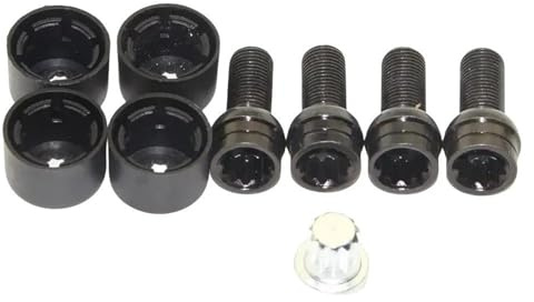 Auto Radschrauben Kompatibel Mit VW Für Golf Für J&etta Für Bora 4 Stück M14 * 1,5 Mm Autozubehör Stahl-Radbolzen Und Sicherungsradmuttern-Set Mit Schlüssel 1K0698137 Radnaben-Reifen-Schraubenbolzen