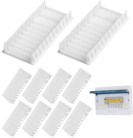 DULZEN 10 Stück Abdeckstreifen für Sicherungskasten Kompatibel mit F-Tronic, Hager, Hensel, etc. Modulsteckplätze Teilbar und kombinierbar Blindabdeckung für Stromkasten