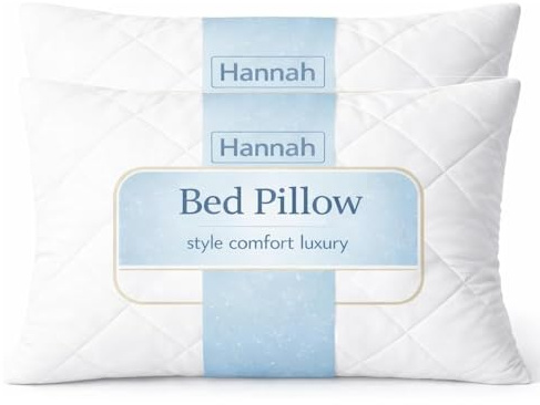 2 Pack Quilted Bed Pillows Hotel Quality Soft Supportive Bounce Back Hypoallergenic Breathable Cover Hollowfibre Luxury Pillows Standard Size