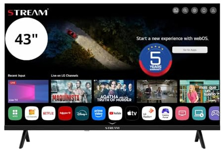 Stream System - WebOS 8.3, Smart TV 43, 5 anni di garanzia, Full HD, Magic Remote Control, HDR10, frameless (senza cornice), controllo vocale (ThinQ AI) con modalità Hotel - Modello WSTRF4326TEX