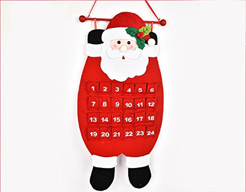our fantasy time Adventskalender zum befüllen Kinder groß Weihnachtskalende aus feinem Fliz Stoff Weihnachtsmann zum selber-füllen Nikolaus (Weihnachtsmann)