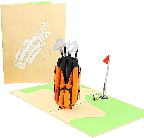 PopLife Golf Clubs 3D Pop Up Greeting Card – Handmade Father’s Day, Birthday, Retirement Gift for Him & Men – Happy Anniversary, Hole-in-One, Valentine's Day - Golfing Card for Husband, Dad, Son