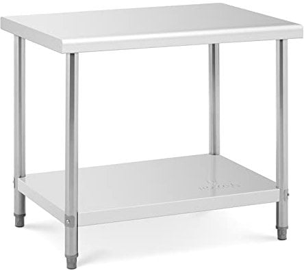 Royal Catering RCAT-100/70-NW Tavolo da Lavoro Piano di Lavoro per Cucina (100 x 70 x 85 cm, Carico max. 95kg, Piedini regolabili, Acciaio inox)
