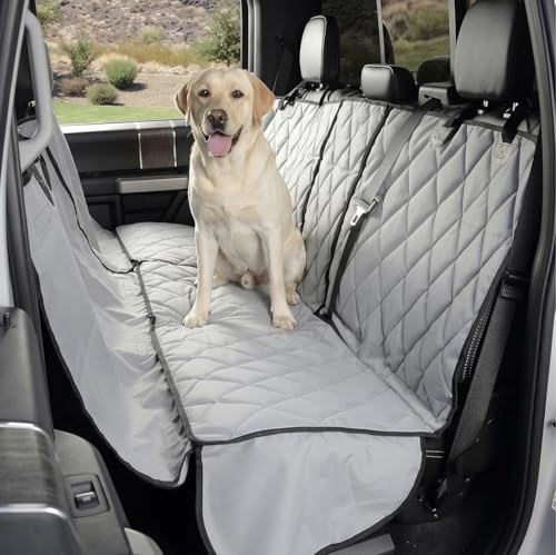 4Knines Crew Cab Truck Seat Cover for Fold Up Seats Passenger Side Grey | Fits Ford F-Series, Chevy Silverado, GMC Sierra, Toyota Tundra. Hammock Option. Heavy-Duty Materials. Waterproof K9-Shield.