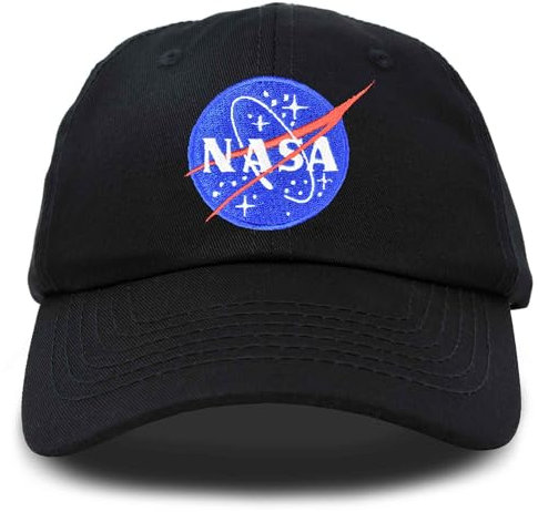 DALIX NASA Baseballkappe für Herren und Damen, Baumwolle, bestickt, verstellbar, Schwarz, Einheitsgröße