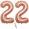 2 Luftballons Zahl 22, Nummer 22 Luftballon Rosegold Mädchen,40 Aufblasbar Helium Folienballon Roségold Ballons Figuren,Riesen Ballon für Geburtstag Party Dekoration, Abschlussball (xxxl 100cm)