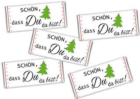 Weihnachten Tischdeko Tannenbaum 5er Set Mini Schokolade Weihnachtsfeier süß STEINBECK Minitafeln Geschenk Mitgebsel Fest Deko Dekoration Betthupferl Familienfeier Feier Einladung