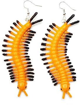 Miniblings Tausendfüßler Ohrringe Horror Halloween Insekt Tier Natur Wald orange - Handmade Modeschmuck I Ohrhänger Ohrschmuck versilbert