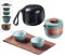 Mini théière de voyage en céramique Kung Fu, 1 théière chinoise et 2 tasses en porcelaine avec infuseur à thé, sac portable pour pique-nique, hôtel