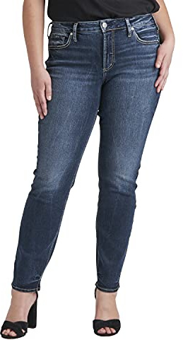 Silver Jeans Co. Plus Size Suki Mid Rise Curvy Fit Straight Leg Jeans