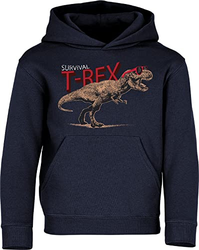 Baddery Kinder Dino Hoodie - „Survival T-Rex“ | Dinosaurier Kapuzenpullover für Jungen & Mädchen