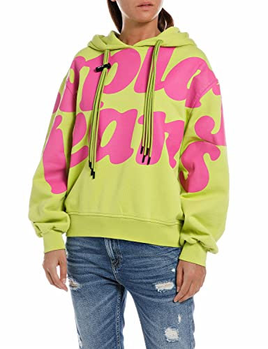 REPLAY W3632b Sudadera con Capucha, 636 Lime Green, S para Mujer