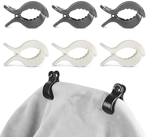 6 Stück Kinderwagen Klammer YUTOU Universal Kinderwagen Klammern Baby Kinderwagen Klammer Clips zur Befestigung von Spielzeug Abdeckung Sonnenschutz am Kinderwagen Buggy Babyschale (Schwarz+Weiß)