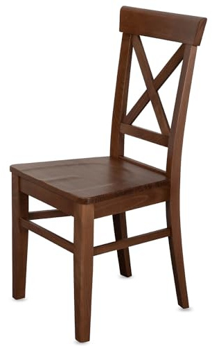 Esszimmerstühle 8er Set X-Back Massivholz Kernbuche, Nussbaum CH24 | Bis 150 kg belastbar, fertig montiert, Andreaskreuz-Rückenlehne, Vollholz Kernbuche, Landhausstil, Küchenstühle