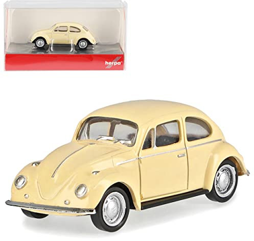 Volkwagen Käfer Coupe Elfenbein Beige Cream H0 1/87 Herpa Modell Auto mit individiuellem Wunschkennzeichen
