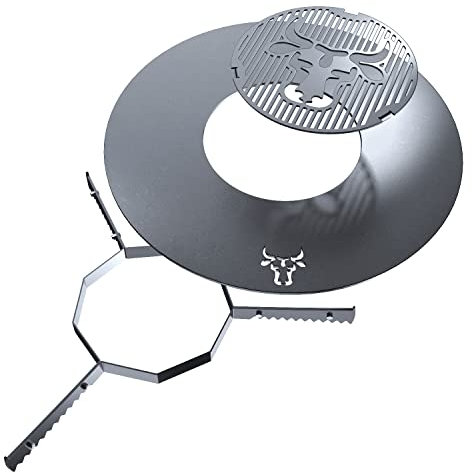 tuning-art GR07 Grillring + Grilleinsatz + Auflageleiste | Rund | Bullenmotiv | Stahl | Plancha, Größe:80er Grillring + Grilleinsatz + Auflageleiste