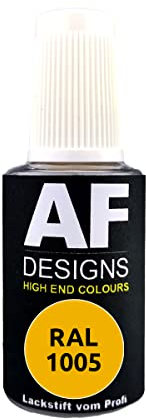 Alex Flittner Designs Pennarello a vernice RAL 1005, giallo miele opaco, 20 ml, vernice per ritocco acrilico, per riparazione, legno, metallo, mobili da bagno