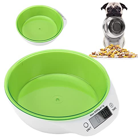 Bol de balance numérique pour animaux de compagnie, bol de pesée de nourriture de cuisine durable et précis pour chat pour chien(Vert)