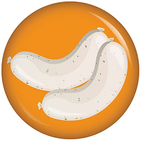 Kiwikatze Weißwurst 37 mm Button Ansteckbutton Pin Oktoberfest Wiesn Volksfest Anstecker für Kleidung oder Tasche