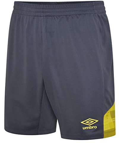 UMBRO Mens Vier Shorts, Carbon/Blazing Yellow, XXL