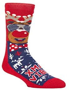 HEAT HOLDERS SOCKSHOP Christmas Socks - Mens Thermal Xmas Patterned Novelty Socks 1.6 TOG Lit, Gift Idea, Warm & Cosy, Pack of 1 Size 6-11