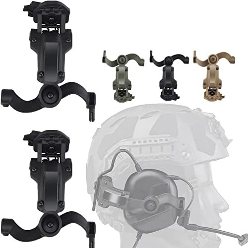 Schneller Helm ARC Schienenadapter Taktische Abholung Headset Aufhängung Kopfhörer Halterung Multi-Winkel-Drehung für Ops Core ARC & Team Wendym-LOK Schiene, Jagd Ohrenschützer Unterstützung (BK)