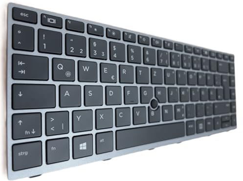 T-ProTek DEUTSCHE-Tastatur Schwarz, Silber Rahmen,Trackpoint für HP EliteBook 840 G5 4QZ37EA