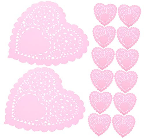 jojofuny 100pièces Napperons Papier Forme De Cœur Décorations Élégantes Pour Saint-valentin Mariage Et Fêtes Pour Embellissements Et Présentations De Nourriture