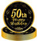 COSORO 16Pcs Black Gold 50th Birthday Paper Plates 9'', Tableware Party Disposable, Happy Birthday Table Decorations Gifts for Men, Ladies, Him, Her