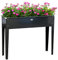 Outsunny Jardinera Cuadrada 100 x 30 x 80 cm con Agujero de Drenaje - Acero galvanizado Negro