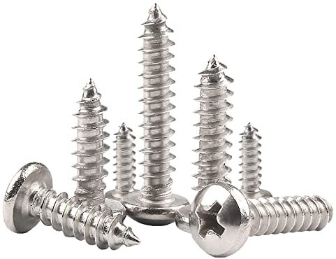 50 Pcs Self Tapping Screws, M5 x 50mm Multi Purpose Small Screw, 304 Stainless Steel, Phillips Pan Head Bolts for Wood, Drywall and Furniture